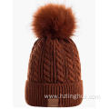 Warm Fleece Lining Knitted Soft Cuff with Pom